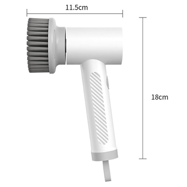 Håndholdt elektrisk rengøringsbørste med 4 udskiftelige børstehoveder F