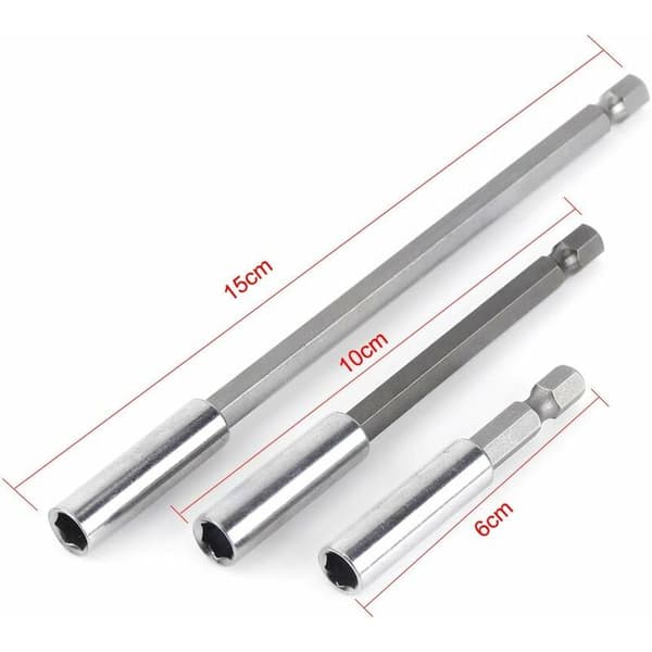 3 stk 1/4\" magnetisk bitsholder skrutrekkerforlengelse sekskant skaft 60m