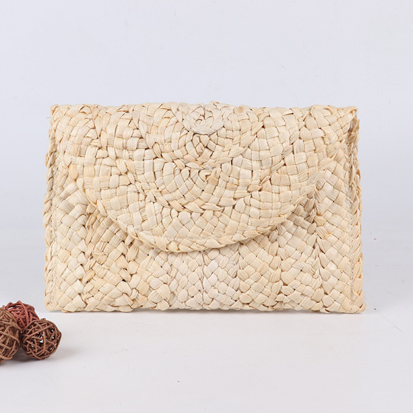 Halm Clutch Punge til Kvinder Sommer Strandtasker Kuvert Vævning Clutch Håndtasker
