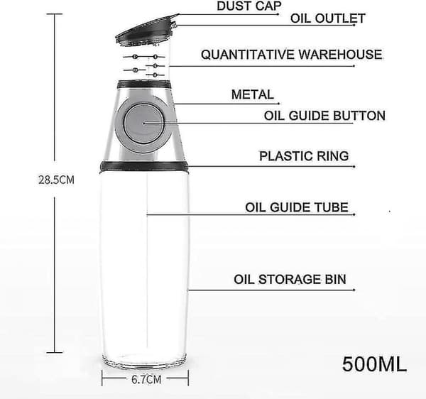 Oliebottle med tud, oliekontainer lækagesikker 500ml oliedispenser