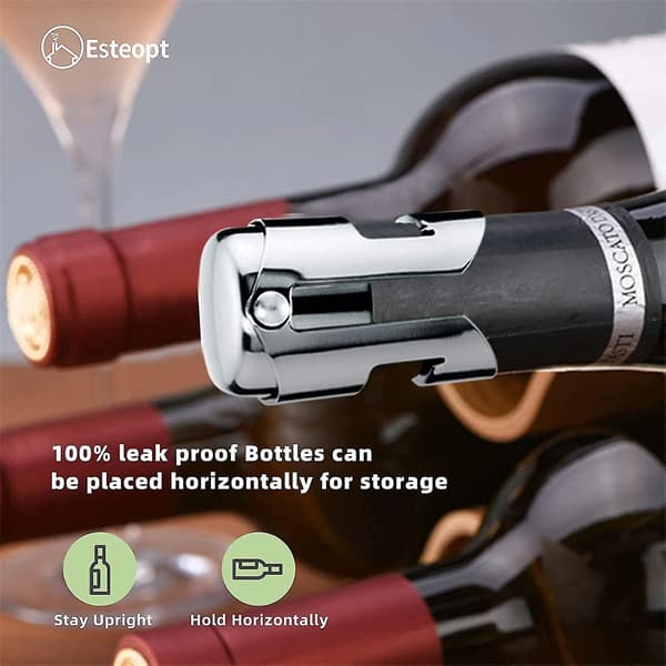 Champagne kork i rustfritt stål, 3 stk. Champagne kork