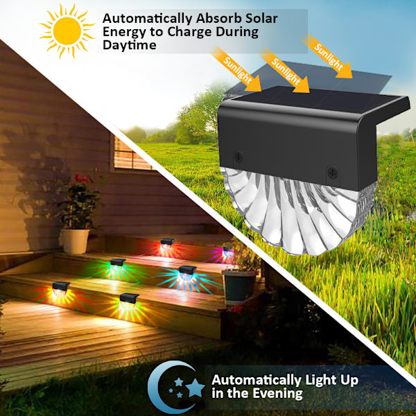 Solcells drivna LED utomhusvägglampor, 4-pack stigljus, färgförändrande LED solcellslampor, gånglampor