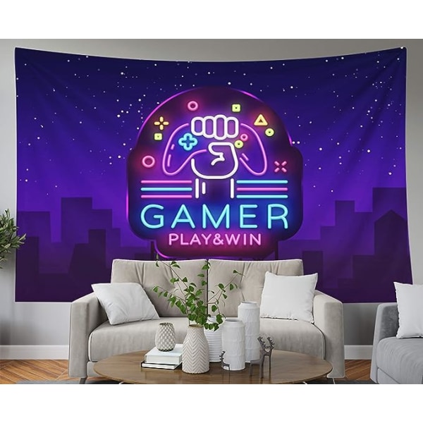 Gamer Spela Vinn logotyp Neonskylt mall Game Night in Style Modern