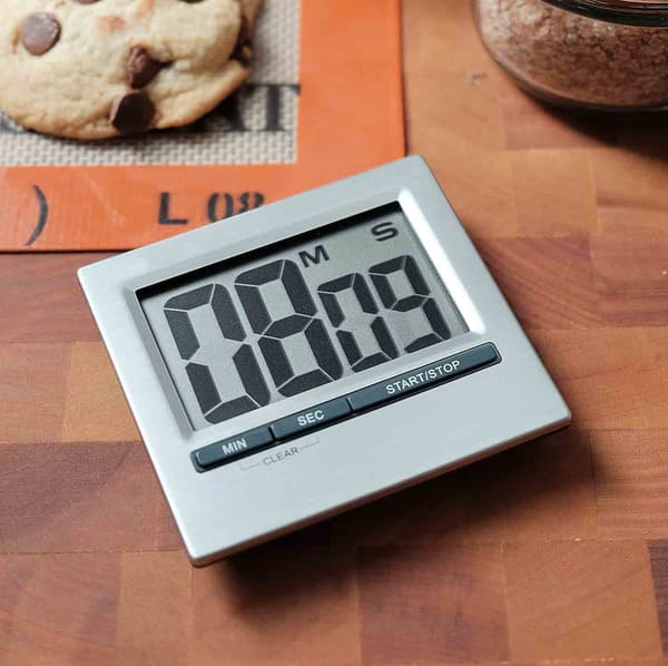 Børstet rustfrit stål digital køkken timer og stopur (rustfrit)