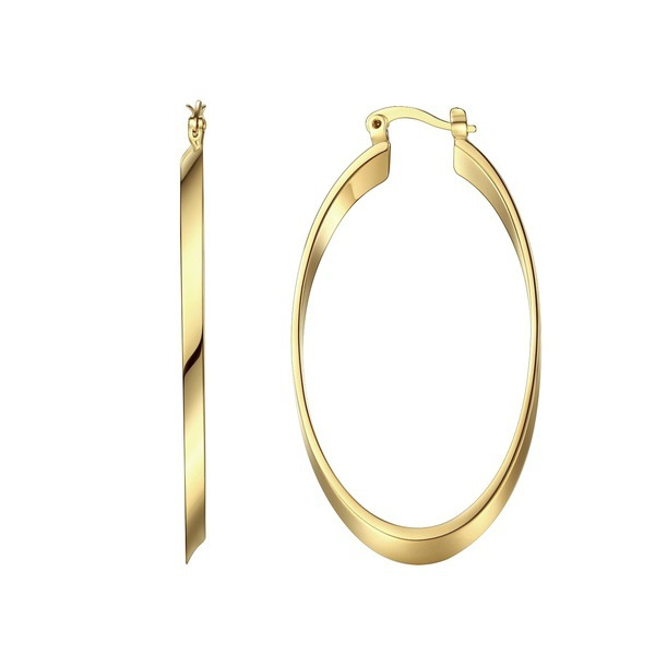 Nya 14k pläterade gyllene örhängen Stora hoops