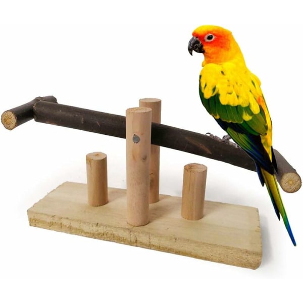 Papegoja Bite Toy Swing Trä Gungstol Stativ Bar Swing Fågel P