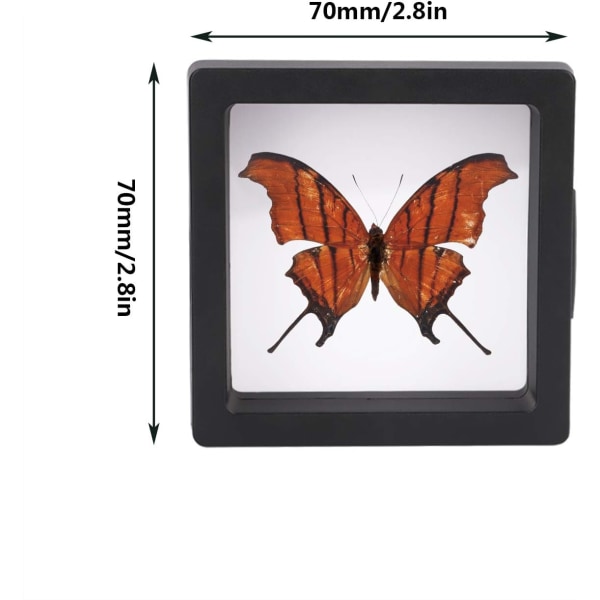 Sort 3D sort ramme flydende display stativ, 20 stk smykker display, 2,8x2,8 tommer silikone mønt ramme, 3D flydende smykker display ramme til udfordrende mønter, AA medaljer, smykker