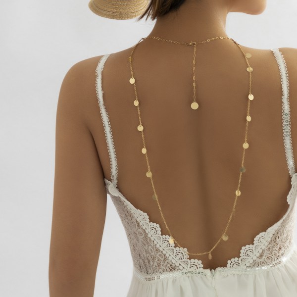 Tillbaka Halsband Pearl Backdrop Halsband Gold Body Chain Smycken för  kvinnor och flickor d543 | Fyndiq