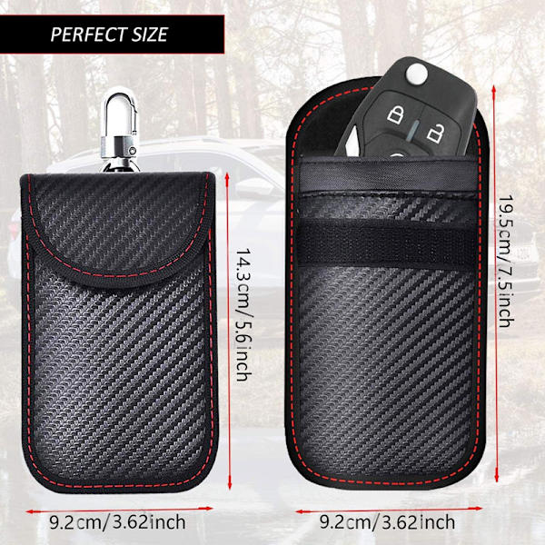 2-pack Mini Bärbar Anti-RFID Bilnyckelfodral, RFID-blockeringsfodral för Keyles