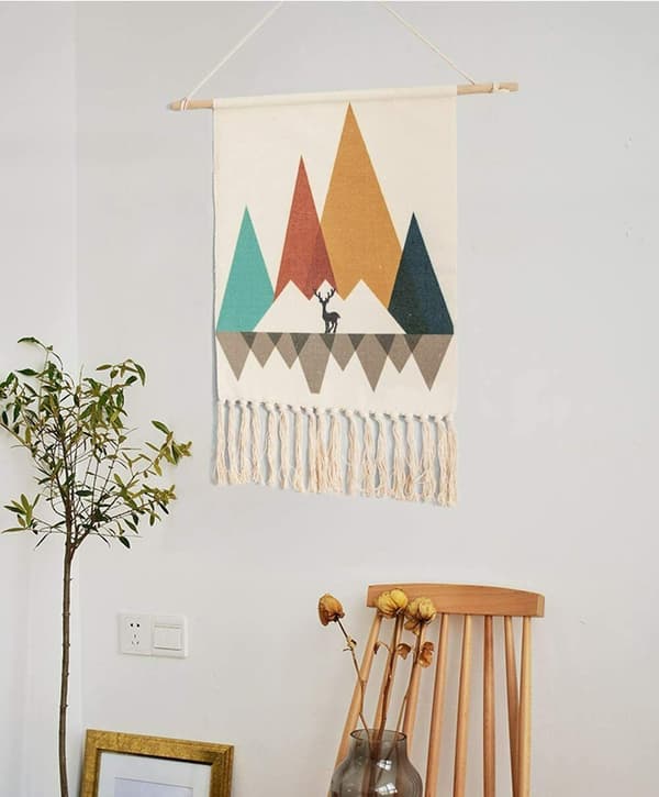 1 stk Makramé Duskevevd Veggteppe Boho Chic Geometri