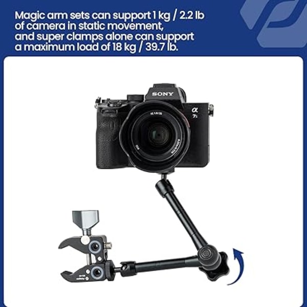 28,9 cm Magic Arm Kit & Super Clamp, LED-lys & Monitor, 24 cm