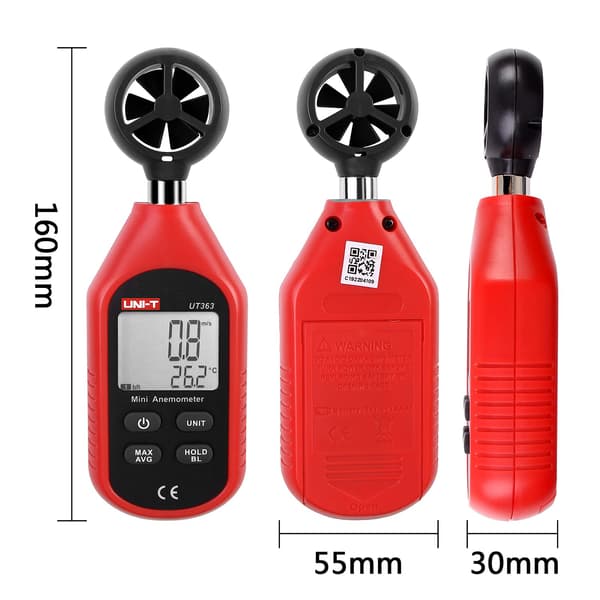 UT363 Mini Digitalt Anemometer Høy Presisjon Vindmåler Håndholdt Impeller Vindhastighetssensor Anemometer