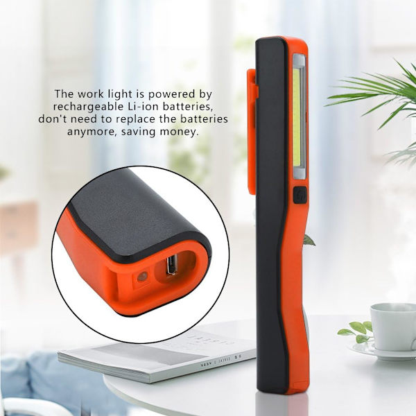 Taskulamppu, USB-ladattava COB LED -taskulamppu, pidike