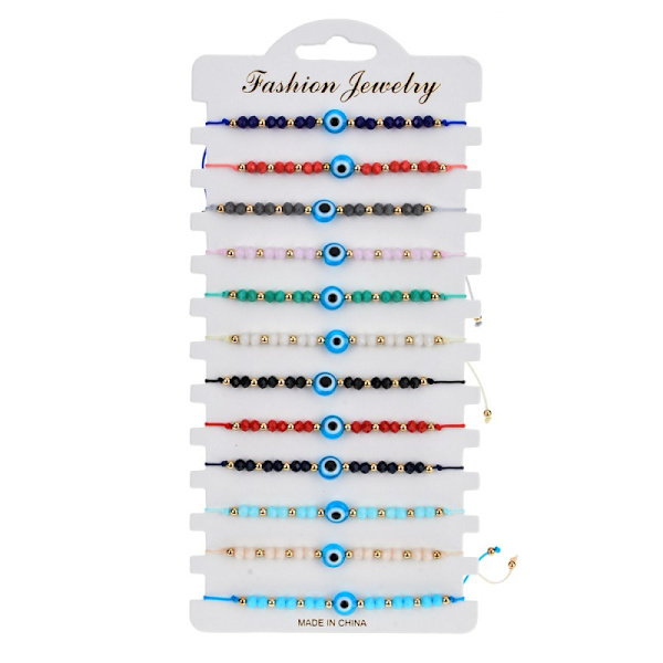 Kristallrispärlor Pärlade vävda djävulens öga armband set ögonpärla armband