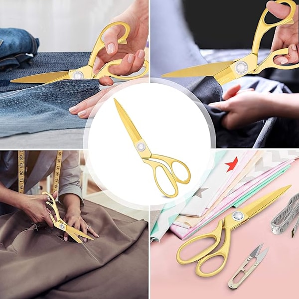 Professionell Guldsax för Sömnad - 26,4 cm Rostfritt Stål Tyg Sax - Skräddarsax för Tyg, Kläder, Läder, Jeans, Ändringar