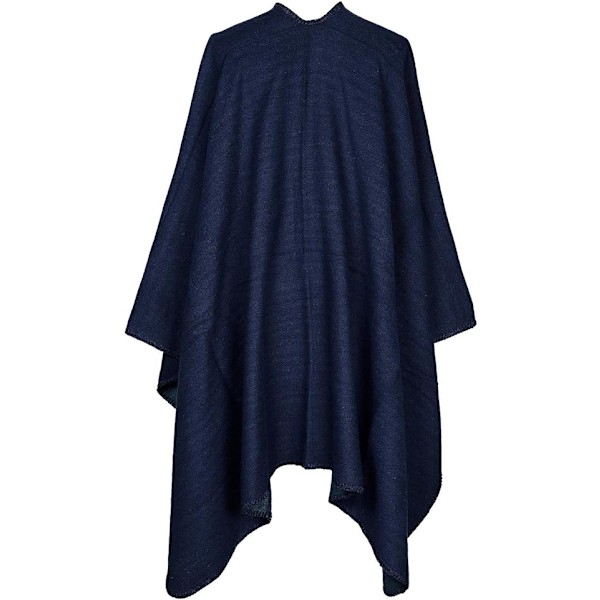 Vinterponcho for kvinner, sjal, skjerf, kappe, tykk strikket skjerf, teppe, varm cardigan, 130*150cm