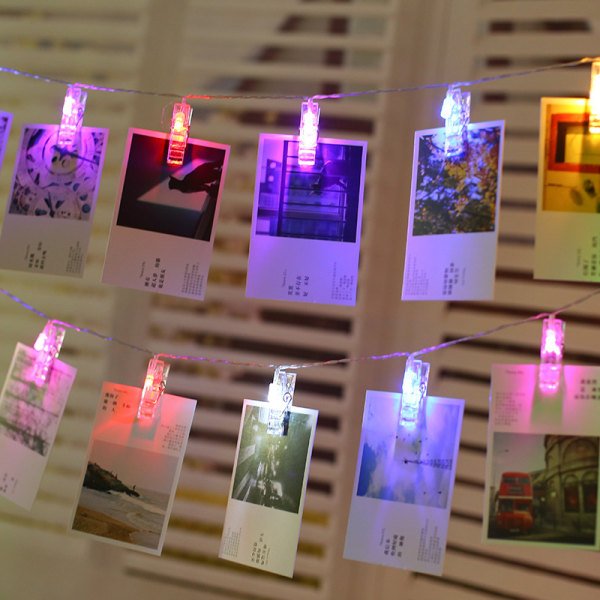 3m 20 led fotoklämma ljusslinga dekorlampa med case (