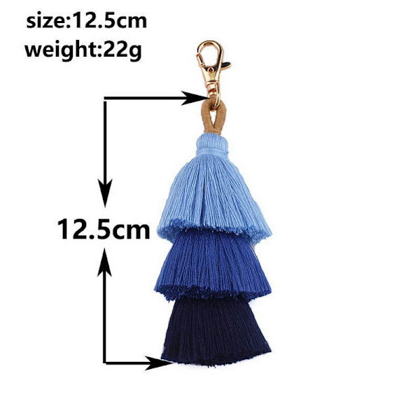 Farverig Tassel Taske Charm Nøglering - Boho Håndlavet Tassel Sød Nøglering