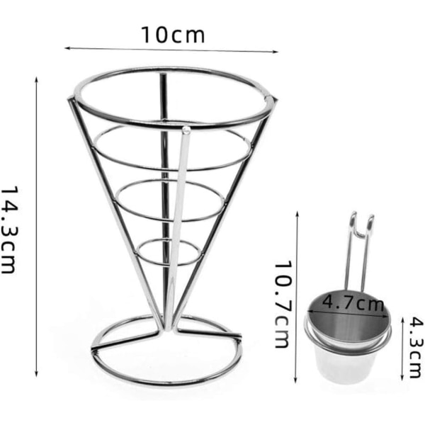 2 stk. Pommes frites-holder, kjeglekurv, pommes frites-holder med metall