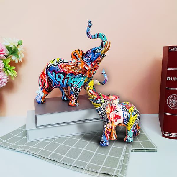 Fargerik kunst elefant statue skulptur figur samleobjekt gave
