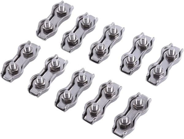 10 stk. M3 Duplex rustfrit stål kabelclips til Inox kabeltov