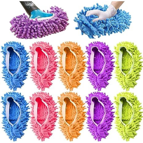 10 par mopp tøfler sko for gulvrengjøring, 10 stk mikrofiber
