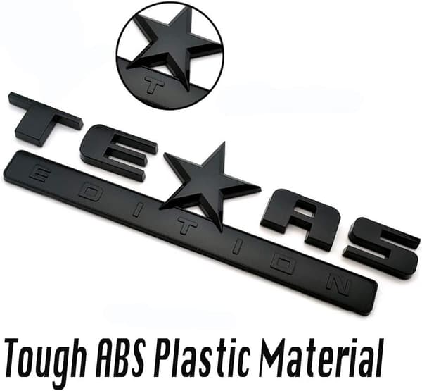 2 stk. Helt sorte 3D Texas Edition-emblem kompatibel med Chevy S