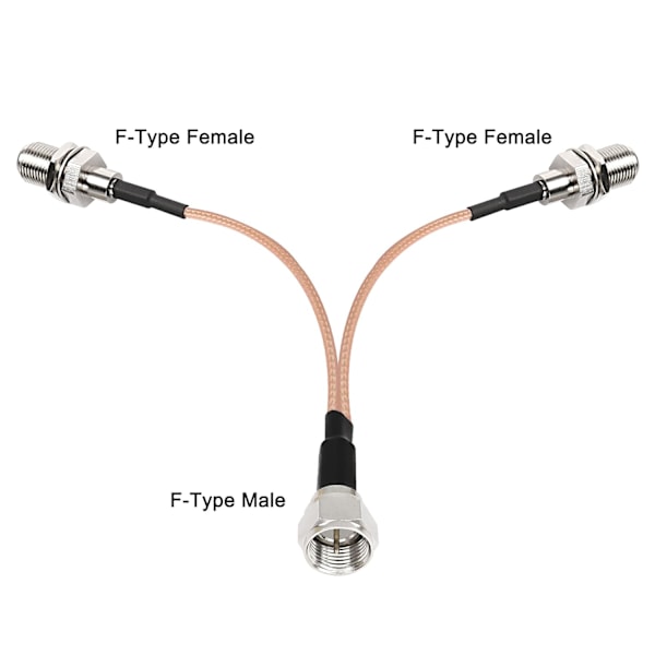 F-liitäntäjakaja Koaksiaalikaapeli, F-uros - Kaksi naarasliitäntää, 50 Ohmia TV-antenni, 3-tie RG316 Y TV-jakaja Koaksiaalikaapeli VCR-satelliittiantenni (2