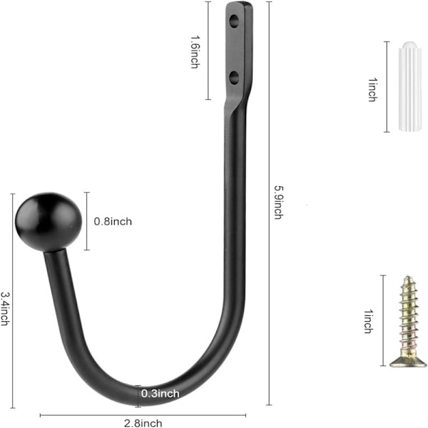 Gardinstångsbeslag Dekorativa Fönsterkrokar Gardinupphängningskrokar Metallgardinstångsbeslag för tunga och lätta krokar - Svart (4 st)