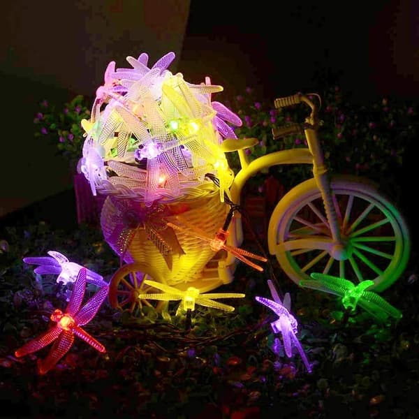 Solcelledrevne lysslynger 20ft 30led Dragonfly-formede vanntette febelysning