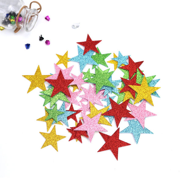 Stickers, 70st Färgglada Glitter Stars Foam Stickers