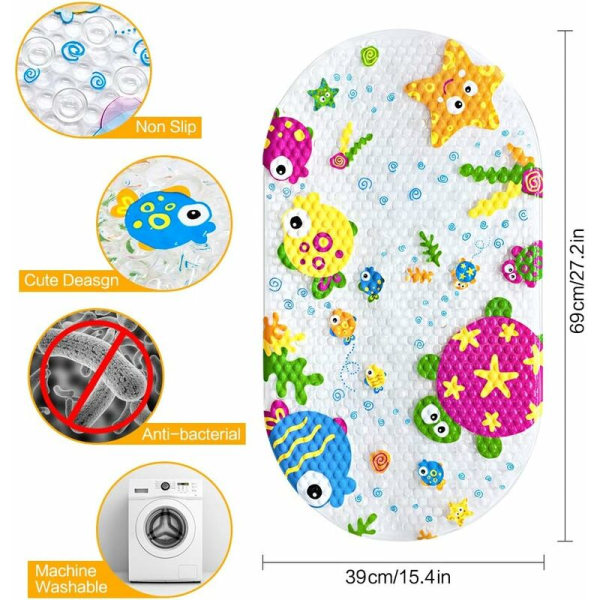 Children's Mat Non Slip Baby Bath Mat with Suction Cups Massage B