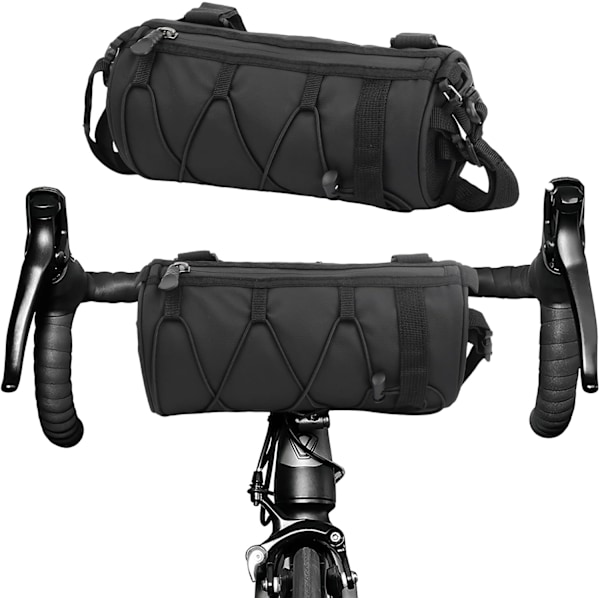 Cykelstyrbag, Cykelforreste Opbevaringstaske, Skulderrammetaske, Landevejscykelpose Cykeltilbehør 2,5L Cykelrammetaske til MTB, Rejsecykel, Sort