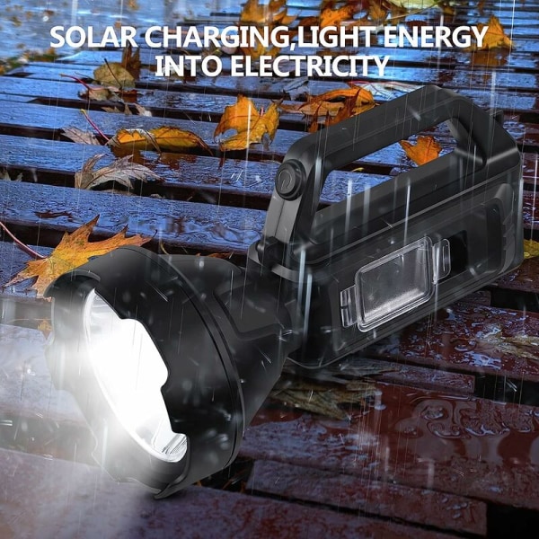 Ficklampor (Standard) Ficklampa med sidobelysning, solladdning, IPX4 vattentät, lämplig för familjens nödbelysning, utomhuscampinglampor, tr