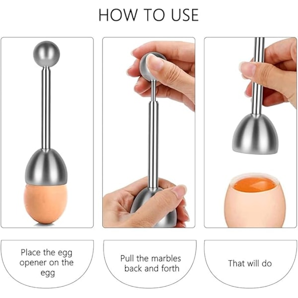 Eggeskallknekker Sett i Rustfritt Stål Eggåpner Eggeglass Remover for Hardkokte og Bløtkokte Egg 6 Deler Eggeglass og 1 Flerfarget Eggåpner
