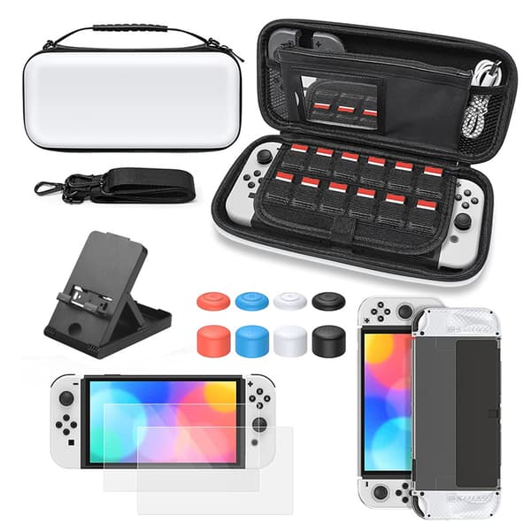 Switch OLED Hard Zippered Storage Case for Switch og tilbehør
