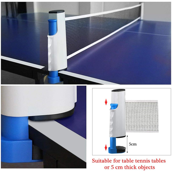 Ping Pong Net, Retractable Bordtennis Net/Udskiftningssæt, Justerbar Net, Bærbar Rejsenet, Tilbehør til Indendørs og Udendørs Brug