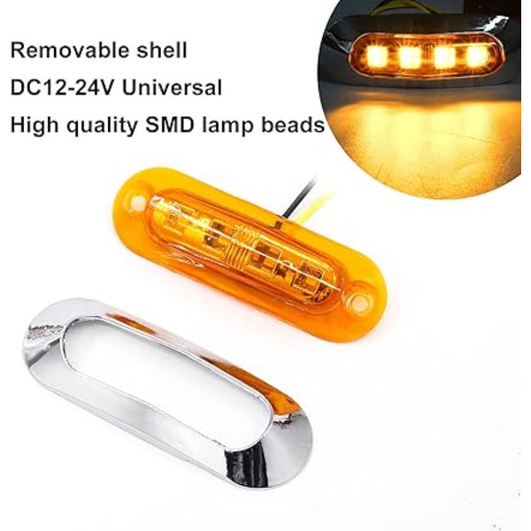 10 kpl Amber sivuvalaisin, DC 12V-24V LED sivuvalaisin indikaattori