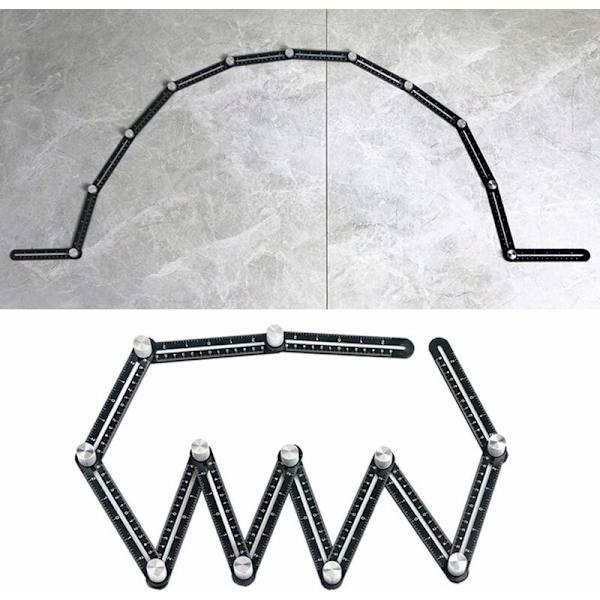 Multi-vinkel måler, aluminiumlegering, 12 sammenleggbare linjaler, T