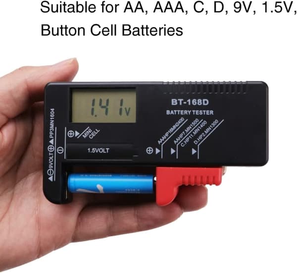 BT-168D Universal Digital Batteritestare Volt Checker, Digital Batteritestare, Knappcellspänningstestare, för AA, AAA, C, D, 9V, 1.5V, Knappcell B