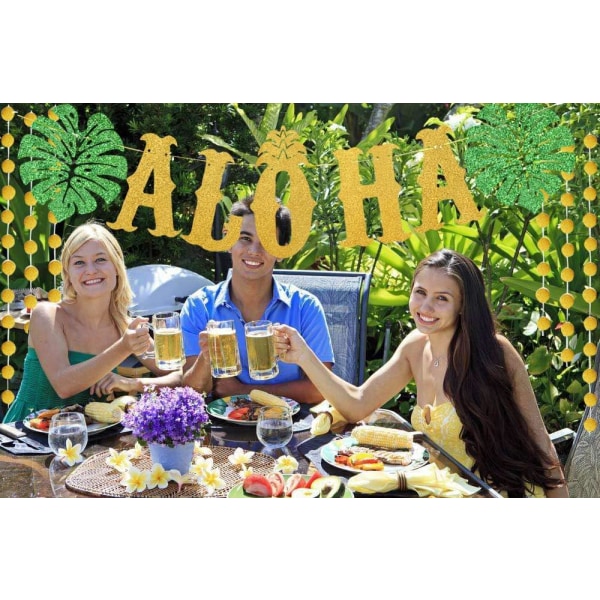 Hawaii Aloha Party Dekorasjon Stor Gull Glitrende Aloha Banner for L