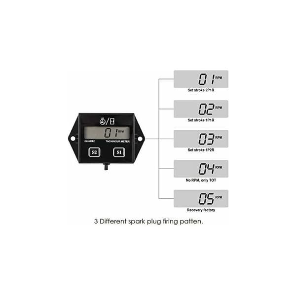 LCD Digital Tachometer Timetæller, Programmerbar og Nulstillelig Serviceinterval