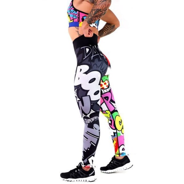 Kvinnor Digital Tryck Träning Leggings Hög Midja Push Up M