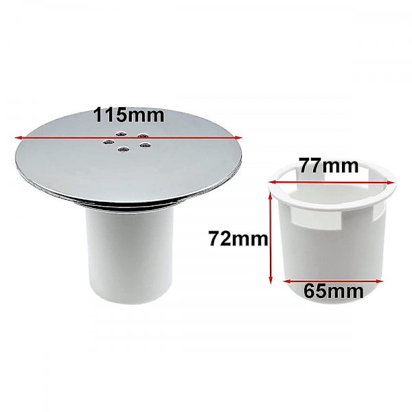 Duschbrunnstäcke, Duschbrunnstäcke 90mm/115mm Plug Drain Ersättningshål Krompläterad
