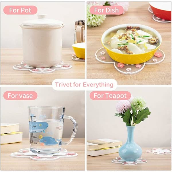 Blomsterserie Silikonunderlägg, Set med 4 Multi-Use Värmebeständiga