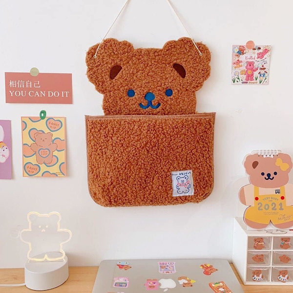 Kawaii förvaringsväska söt björn arrangör hängande på väggen arrangör