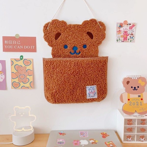 Kawaii-säilytyspussi, söpö karhujärjestäjä, seinälle ripustettava järjestäjä