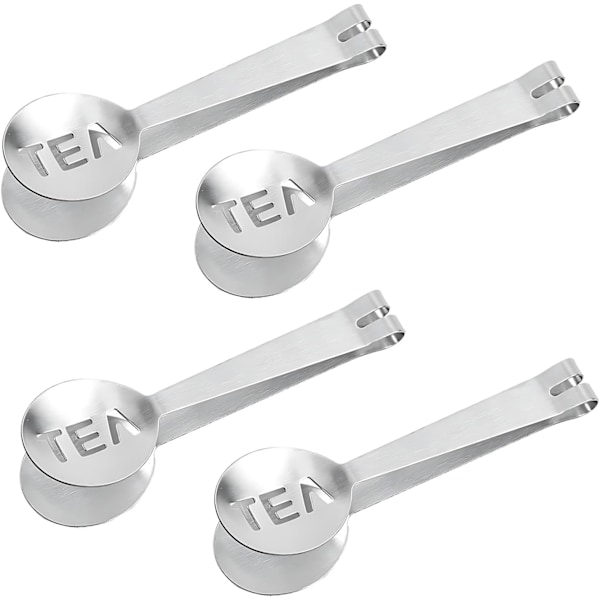 Teposeklemmer i rustfrit stål, teposeklemme med si, teposeklemme med langt håndtag, teposesi, teposeklemmer, 4 stk.