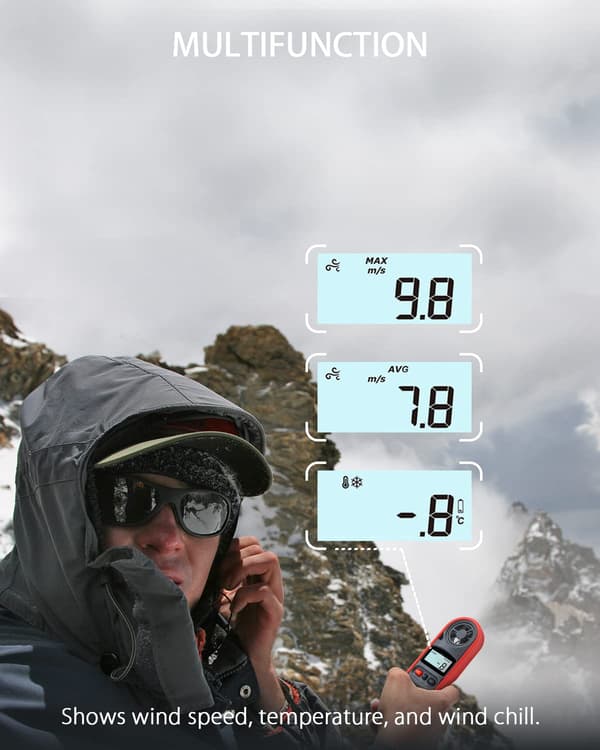 Bærbar Vindhastighetsmåler Anemometer, Digital Lufttemperatur Anemometer Vindhastighetsmåler Termometer Velometer HVAC