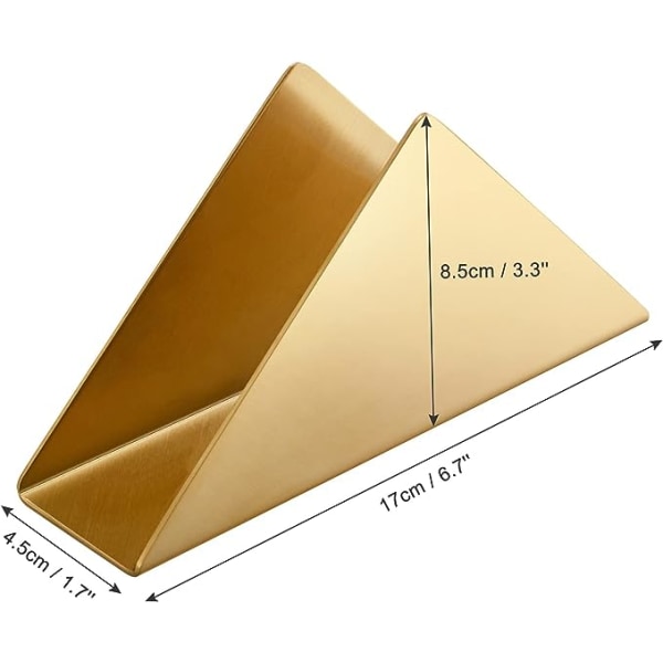 Gold Stainless Steel Napkin Holder, Modern Triangle Cocktail Napk